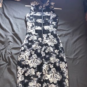 Black & white floral print dress.